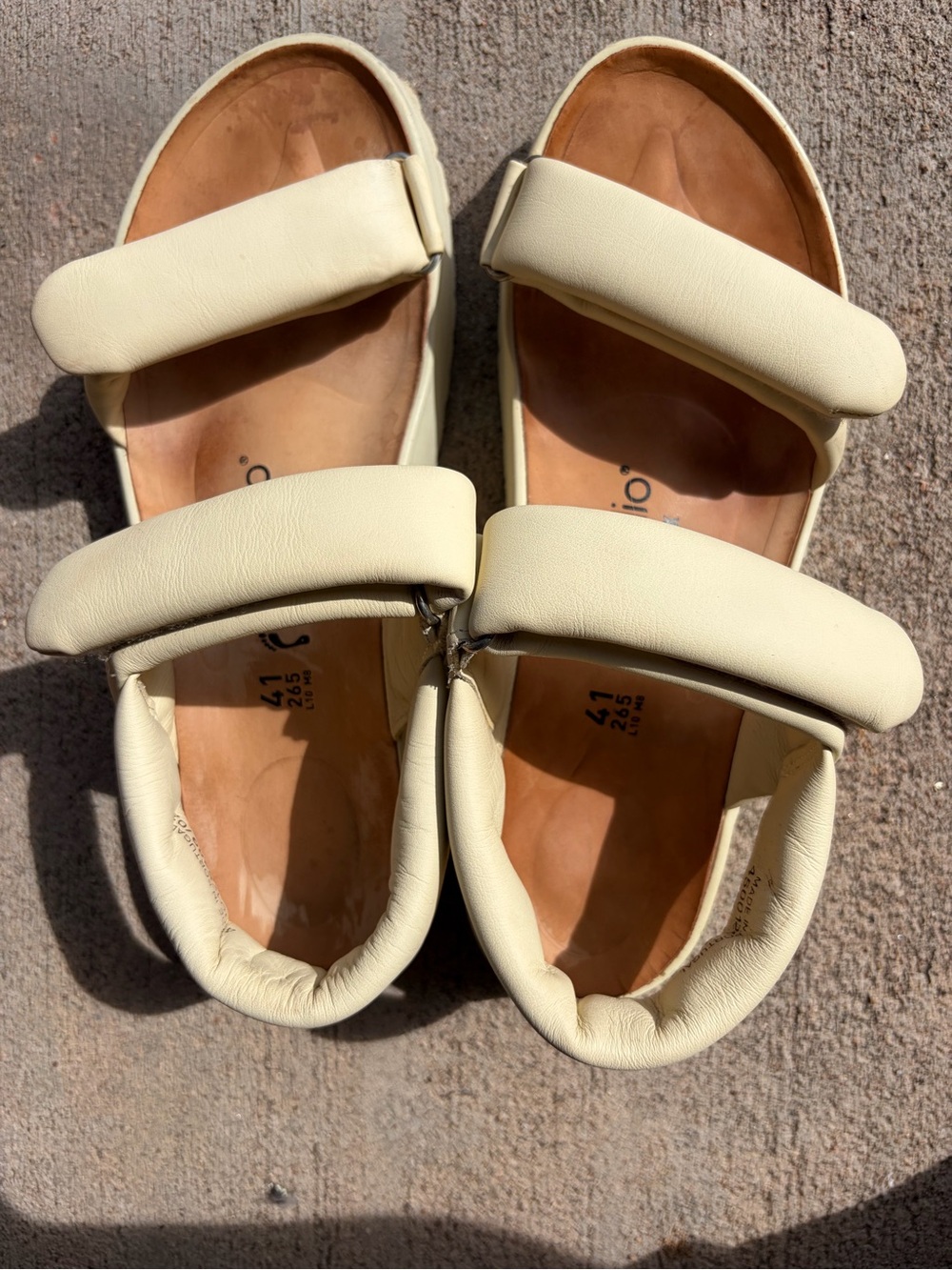 Papillio by Birkenstock Theda Cream Leather Platform Sandals – Size 41 / US 10
